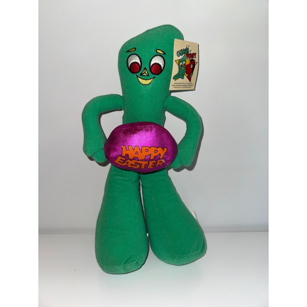 Vintage 2000 Nanco Gumby Happy Easter Plush Stuffed Animal Green 15 Inch Toy